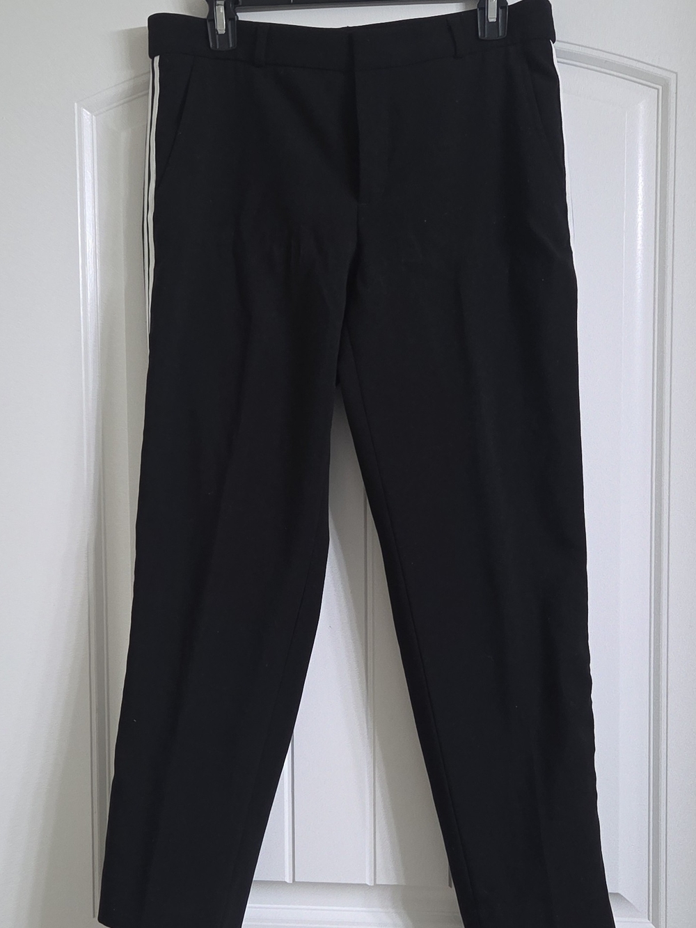 Banana Republic Black Trousers with White Side Stripe